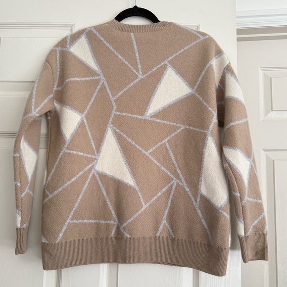 Maison Montagut Cashmere V-Neck Sweater Size S Felixa Geometric Tan Brown - Picture 5 of 15